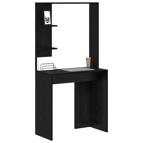 vidaXL Stalas Juodas ąžuolas 78,5 x 37 x 154,5 cm Apdirbta mediena