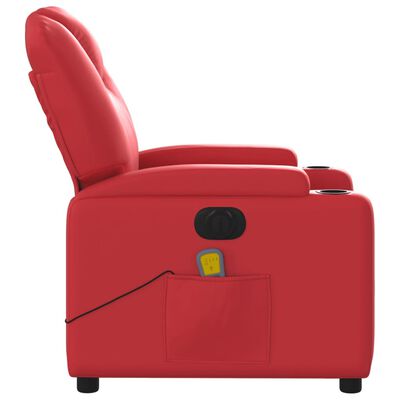 vidaXL Elektrinis atlošiamas masažinis krėslas, raudonas, dirbtinė oda