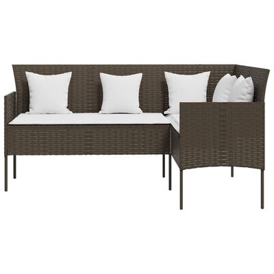 vidaXL Sofa su pagalvėlėmis, rudos spalvos, poliratanas, L formos
