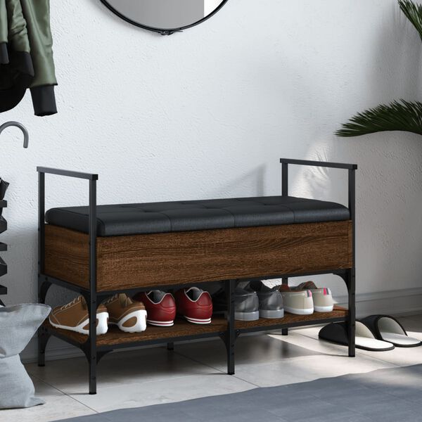 vidaXL Batų suoliukas, rudas ąžuolo, 85,5x42x57,5cm, apdirbta mediena