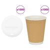 vidaXL popieriniai kavos puodeliai su dangteliais 1000 vnt 12oz 300ml