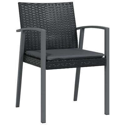 vidaXL Sodo kėdės su pagalvėmis, 6vnt., juodos, 56,5x57x83cm, ratanas