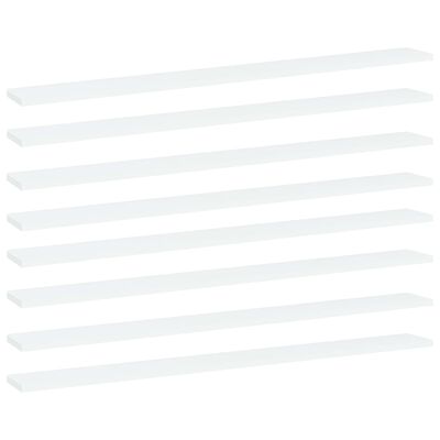 vidaXL Knygų lentynos plokštės, 8vnt., baltos, 100x10x1,5cm, MDP