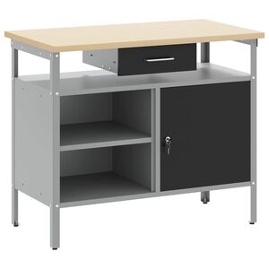 vidaXL Darbastalis su stalčių Juoda ir pilka 100 x 55 x 85 cm