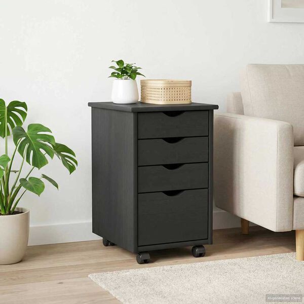 vidaXL Ratuotas kabinetas Pilka 34 x 39 x 56 cm Kietas pu&scaron;ies medis