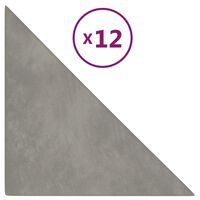 vidaXL Sienų plokštės, 12vnt., pilkos, 30x30cm, aksomas, 0,54m²