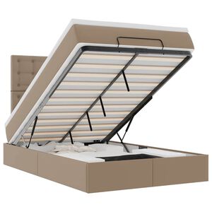 vidaXL Osmanų lovos rėmas su čiužiniu, kapučino, 120x190cm, dirbt. oda