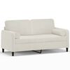 vidaXL Dvivietė sofa su pagalvėlėmis, kreminės spalvos, 140cm, aksomas