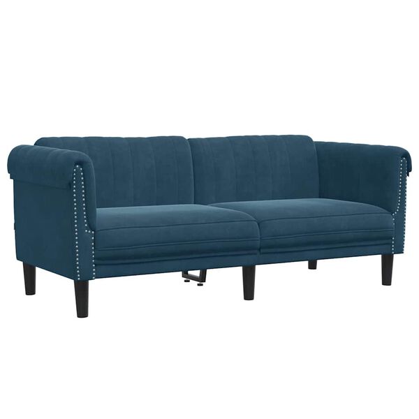 vidaXL Dvivietė sofa, mėlynos spalvos, aksomas