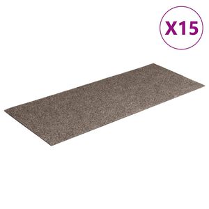 vidaXL Laiptų kilimėliai, lipnūs, 15 vnt., 60x25 cm, smėlio spalvos, stačiakampiai