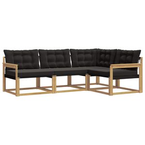 vidaXL Lauko sofos komplektas su pagalve 4 pcs Balta ir juoda