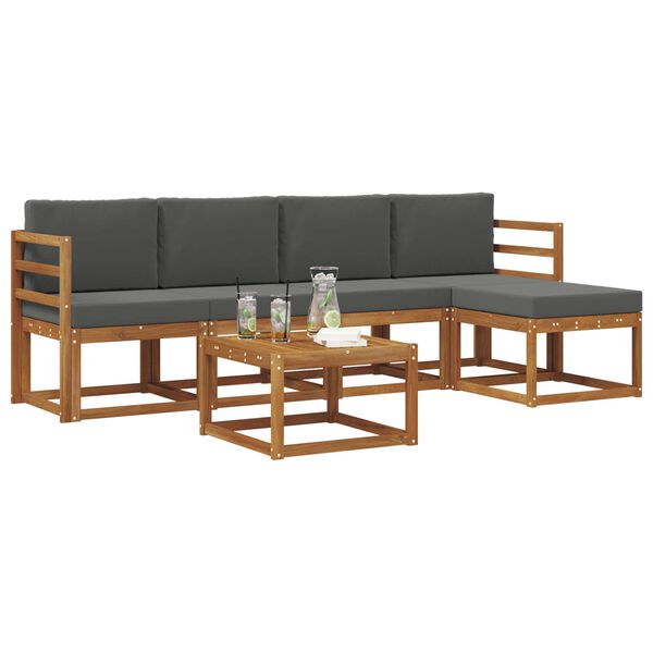 vidaXL Lauko sofos komplektas su pagalve 6 pcs Natūralus ir antracitas
