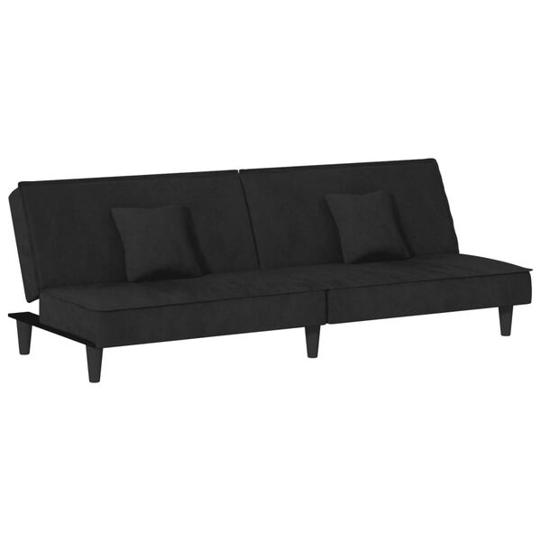 vidaXL Sofa-lova, juodos spalvos, aksomas