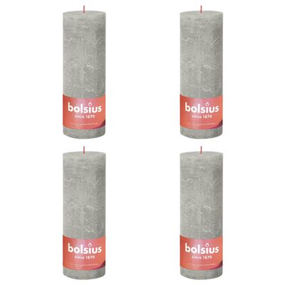 Bolsius Žvakės Shine, 4vnt., smėlio pilkos, 190x68mm, cilindro formos