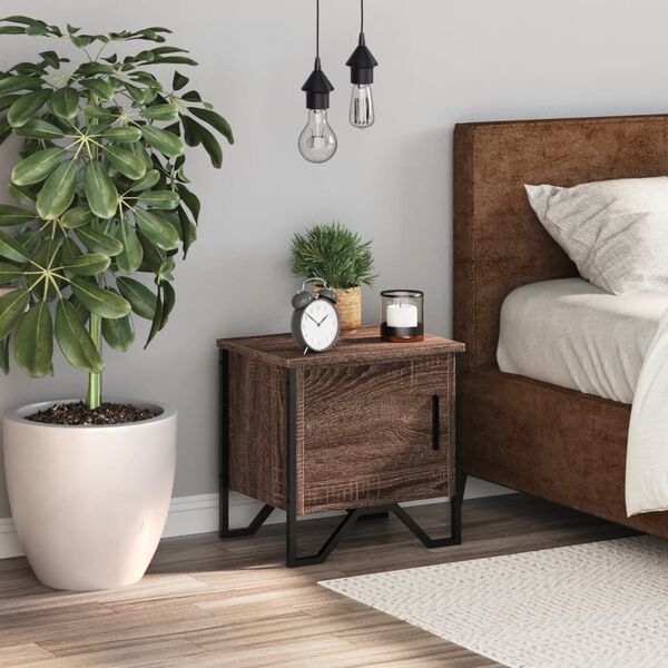 vidaXL Naktinė spintelė, ruda ąžuolo, 40x30x40cm, apdirbta mediena