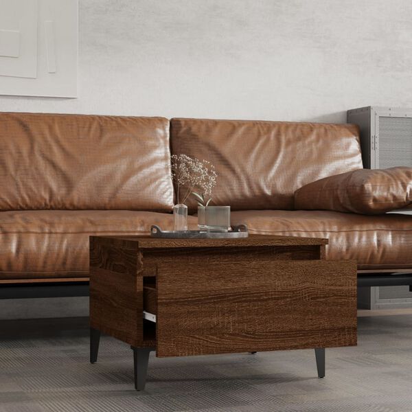 vidaXL Šoninis staliukas, rudas ąžuolo, 50x46x35cm, apdirbta mediena