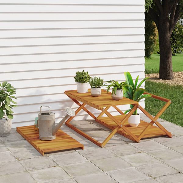 vidaXL Sulankstoma lentyna, 3 auk&scaron;tų, ruda, 70x31x63cm, akacija