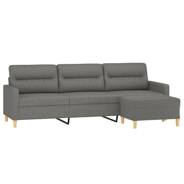 vidaXL Trivietė sofa su pakoja, tamsiai pilkos spalvos, 210cm, audinys