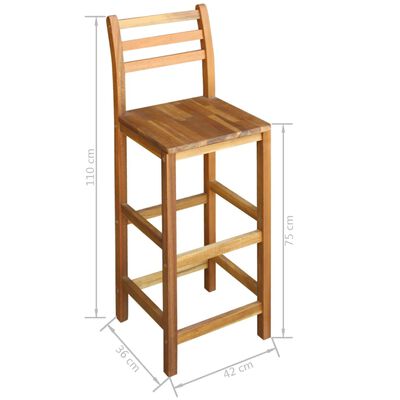 vidaXL Baro stalo ir kėdžių komplektas, 5d., akacijos mediena