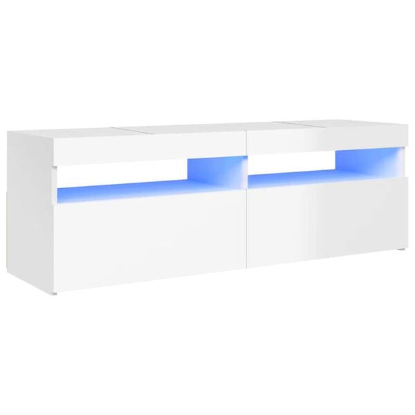 vidaXL TV spintelė su LED apšvietimu, balta, 120x35x40cm, blizgi