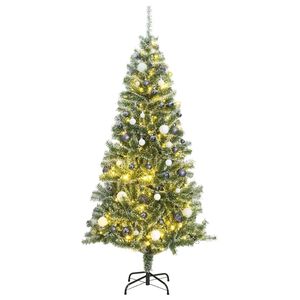 vidaXL Dirbtinė Kalėdų eglutė su 300 LED/žaisliukais ir sniegu, 210cm