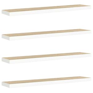 vidaXL Pakabinamos lentynos, 4vnt., ąžuolo/baltos, 120x23,5x3,8cm, MDF