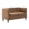 vidaXL Dvivietė Chesterfield sofa, audinio apmu&scaron;., ruda, zom&scaron;. imit.