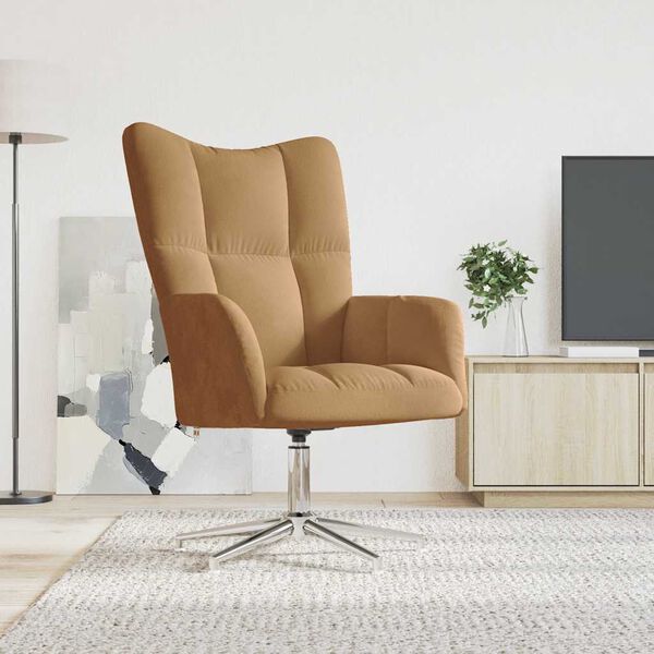 vidaXL Poilsio kėdė, rudos spalvos, aksomas