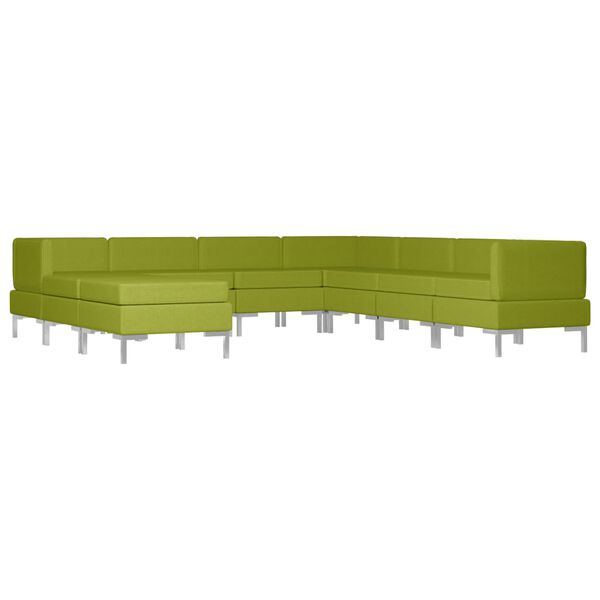 vidaXL Sofos komplektas, 9 dalių, žalios spalvos, audinys