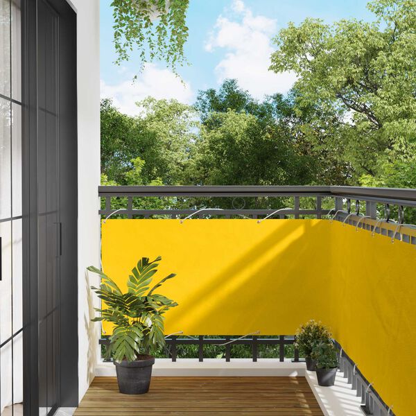 vidaXL Balkono Ekranas Geltona 75 x 200 cm PU dengtas oksfordas alu