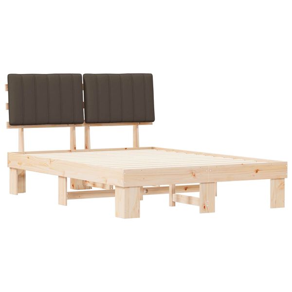 vidaXL Lovo rėmas su apmu&scaron;tu galvūgaliu Taupe 140 x 190 cm