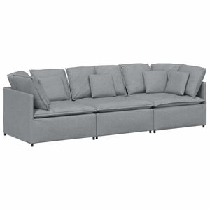 vidaXL Modulinė sofa su pagalvėlėmis, audinys, &scaron;viesiai pilka