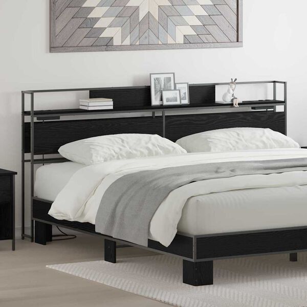 vidaXL Saugojimo galvos atlo&scaron;as juoda ąžuolo 180 cm Apdirbta mediena