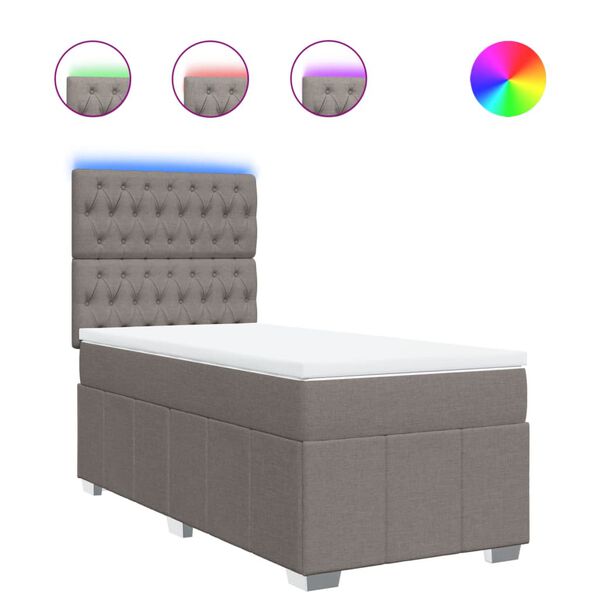 vidaXL Lova su spyruoklėmis ir čiužiniu, taupe, 80x200 cm, audinys