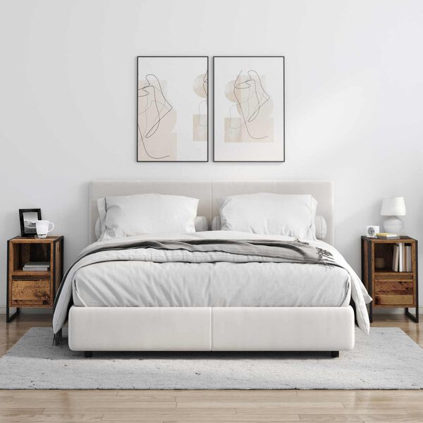 vidaXL Naktinis staliukas su stalčių Senovinis medis 39,5 x 30 x 50 cm