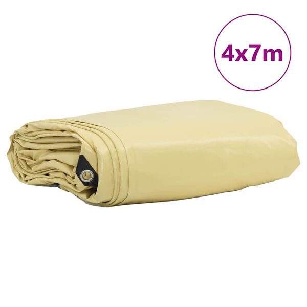 vidaXL Tentinis audinys 650g / m&sup2; Smėlio 4 x 7 m Drobė su PVC danga