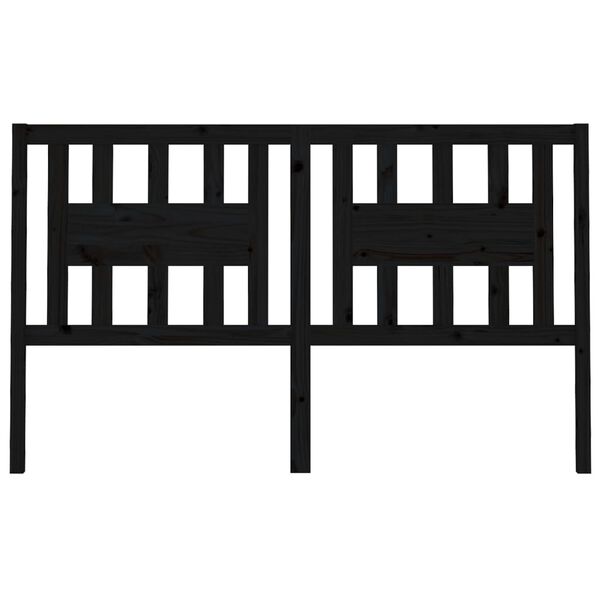 vidaXL Galvūgalis, juodas, 166x4x100cm, pušies medienos masyvas