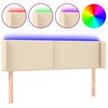 vidaXL Galvūgalis su LED, kreminės spalvos, 147x16x78/88cm, audinys
