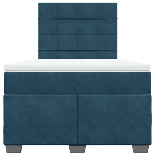 vidaXL Lova su spyruoklėmis ir čiužiniu, mėlyna, 120x200cm, aksomas