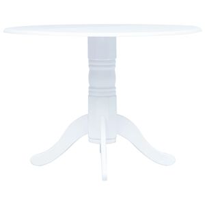 vidaXL Valgomojo stalas, baltos sp., 106cm, kaučiukmedžio med. masyvas