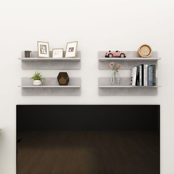 vidaXL Sieninės lentynos, 4vnt., betono pilkos, 60x11,5x18cm, MDP