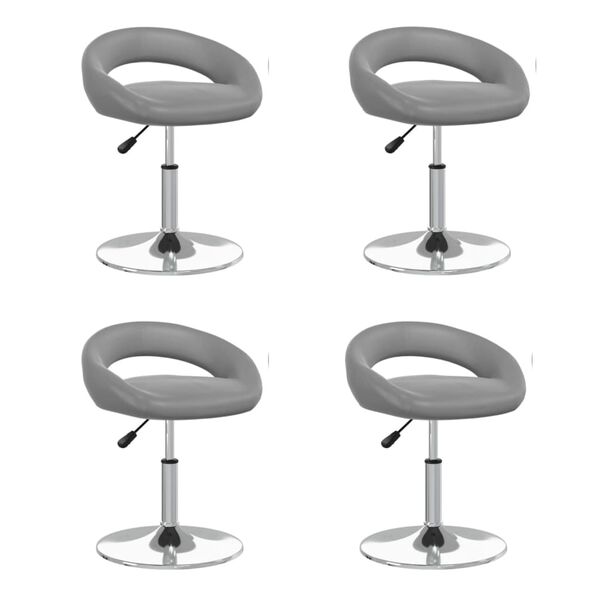 vidaXL Besisukančios valgomojo kėdės, 4vnt., pilkos, dirbtinė oda