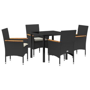 vidaXL Sodo valgomojo komplektas 5 pcs Juoda poliratanas
