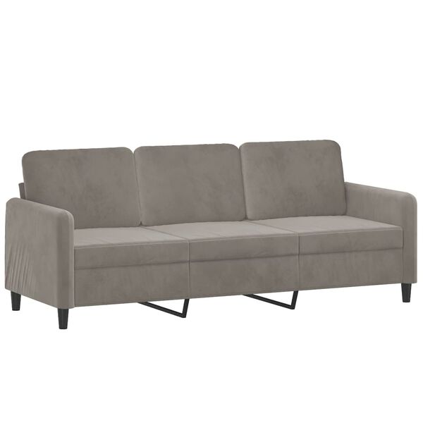 vidaXL Trivietė sofa su pagalvėmis, &scaron;viesiai pilka, 180cm, aksomas