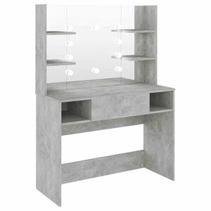 vidaXL Kosmetinis staliukas su LED, betono pilkas, 100x40x135cm, MDF