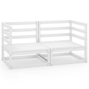 vidaXL Dvivietė sodo sofa, baltos spalvos, pu&scaron;ies medienos masyvas