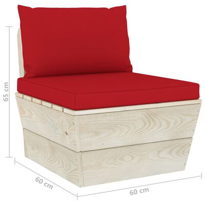 vidaXL Keturvietė sodo sofa iš palečių su pagalvėlėmis, eglės mediena
