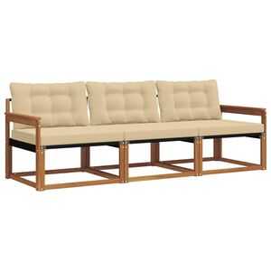 vidaXL Lauko sofos komplektas su pagalve 3 pcs Natūralus ir bežinis