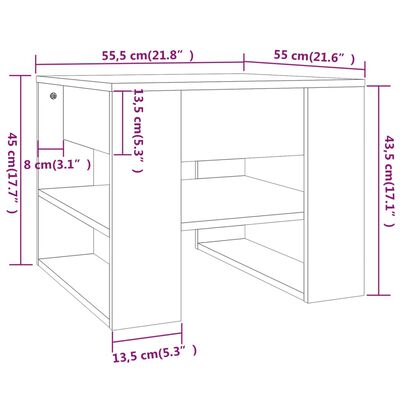vidaXL Kavos staliukas, juodas, 55,5x55x45cm, apdirbta mediena
