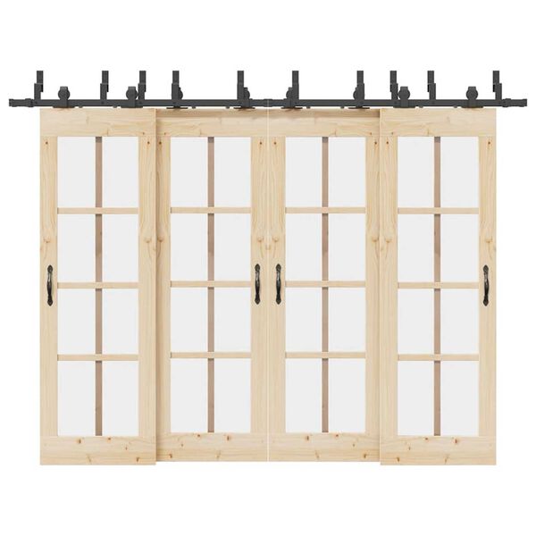 vidaXL Stumdomų durų įrangos rinkinys, juodos sp., 305 cm, plienas